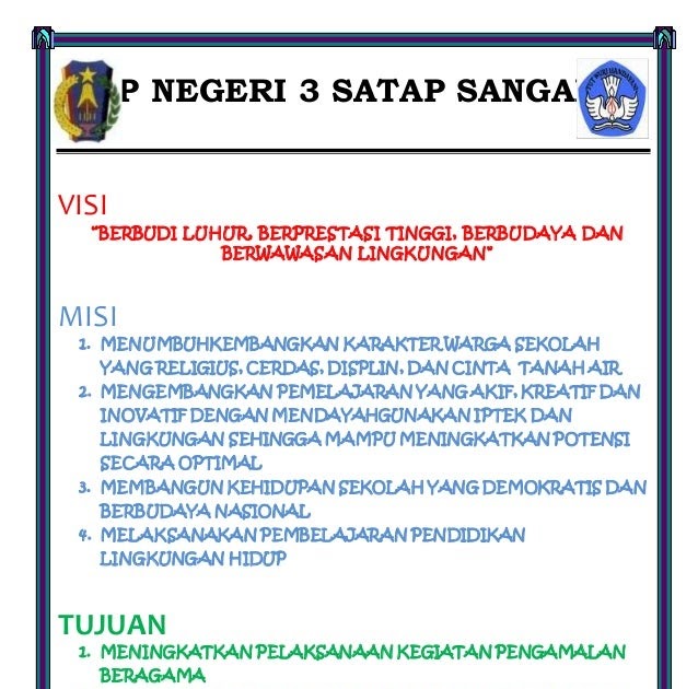Contoh Visi Misi Sekolah Smp