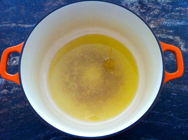 Extra Virgin Olive Oil in Dutch Oven