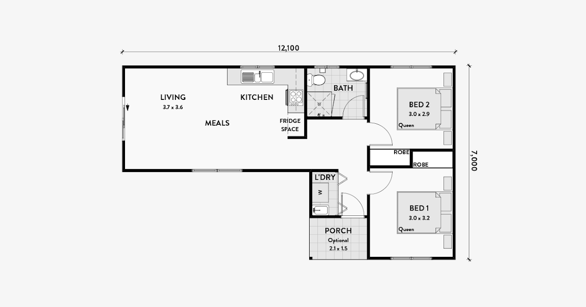 L Shaped House Plans With 2 Bedrooms : 2 Bedroom Barndominium Floor