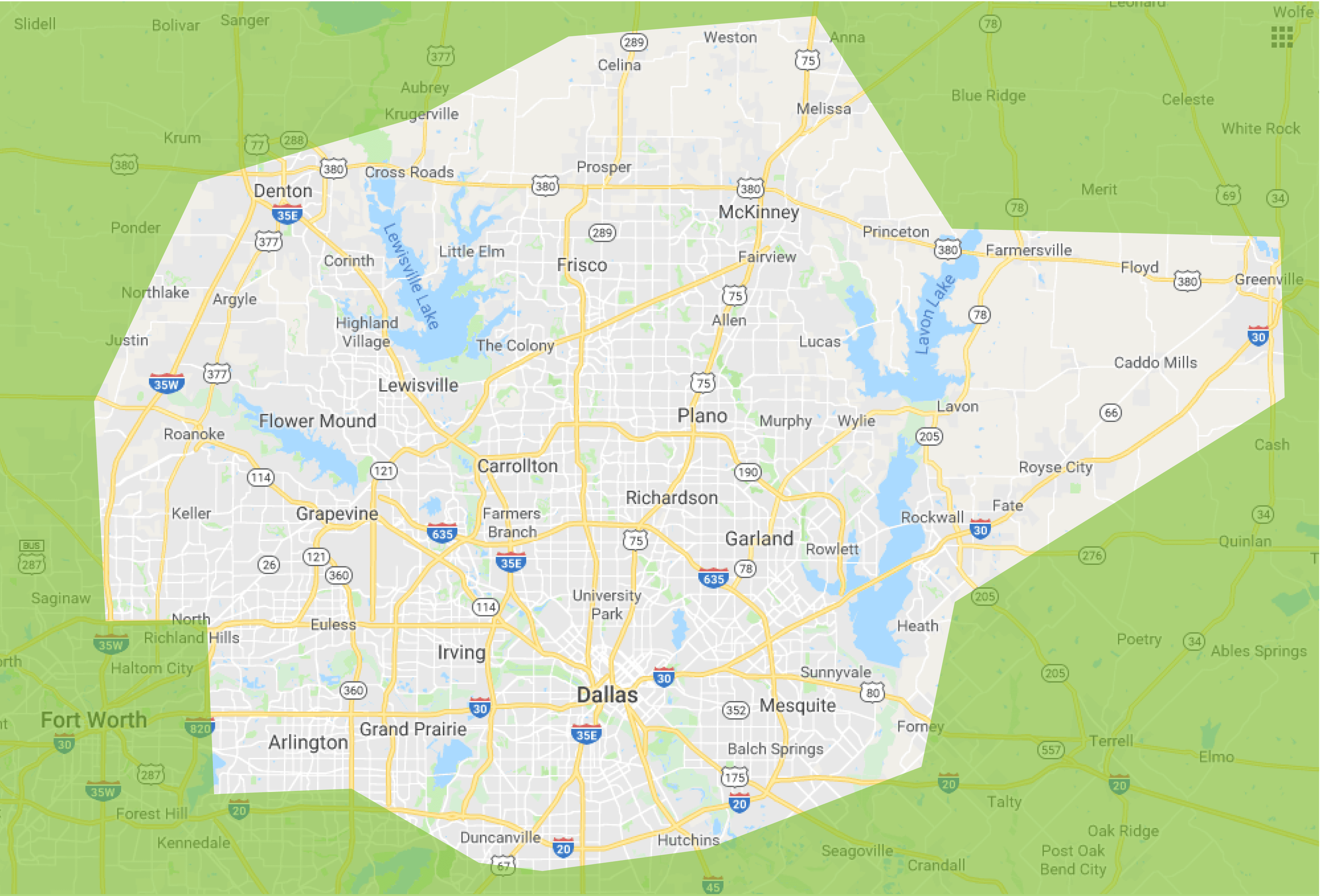 Dallas And Surrounding Area Map - Maping Resources