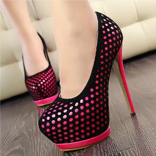 red and white stilettos