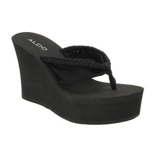 Braided Sandals: ALDO Cobler - Women Wedge Sandals - Midnight Black - 8