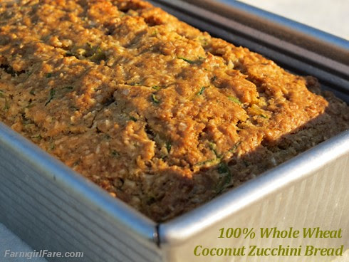 100% Whole Wheat Coconut Zucchini Bread (1) - FarmgirlFare.com