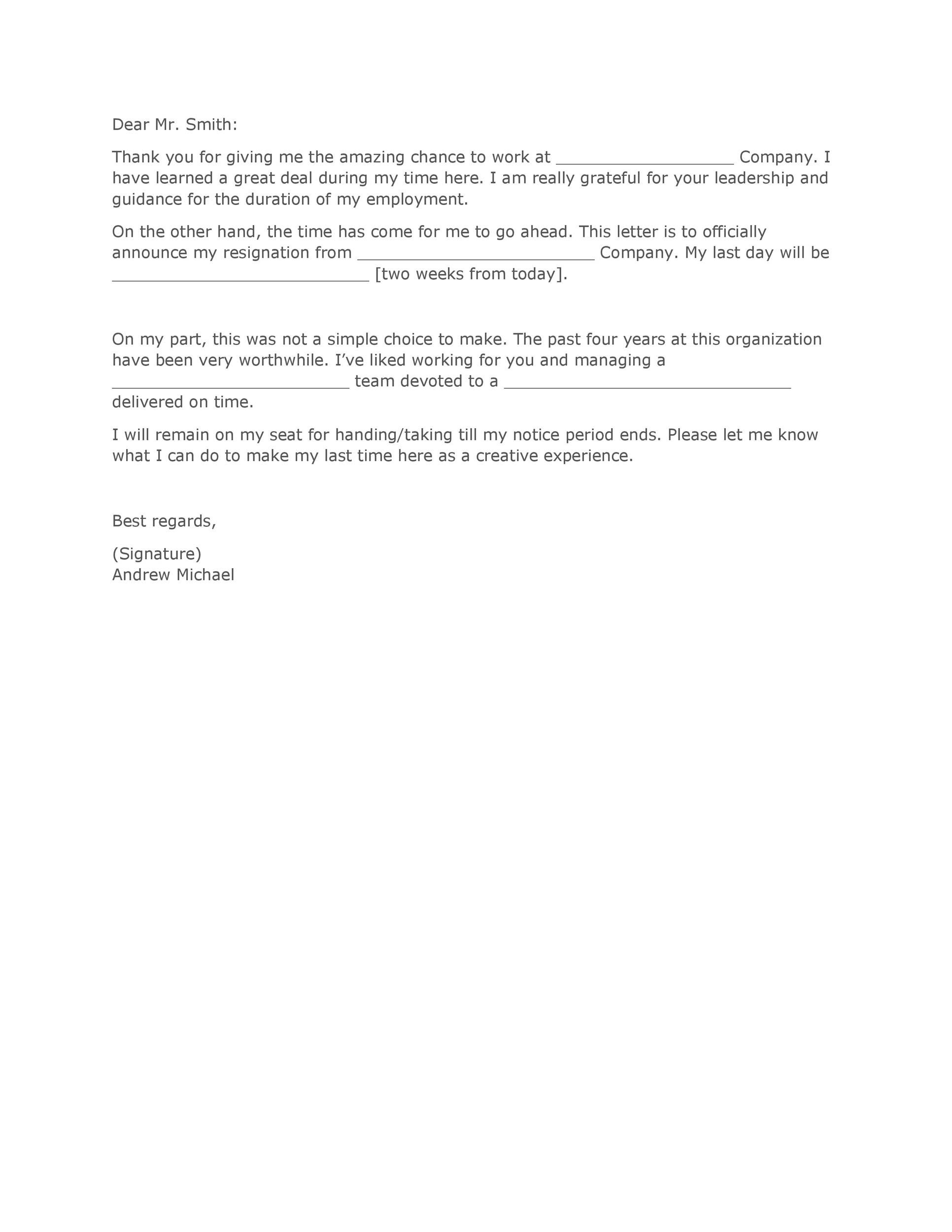 Two Weeks Notice Letter Of Resignation from lh5.googleusercontent.com