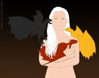 Ilustração Daenerys, Dragão, fogo, Game of Thrones, Guerra dos Tronos, passo a passo Ilustração by Ila Fox