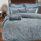 9pc Light Blue Silver Gray Floral Design Comforter Set Full Queen ...
