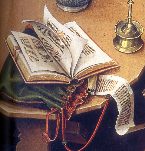 Detail of book from the Merode altarpiece
