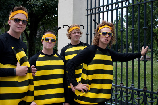 four bumble bees