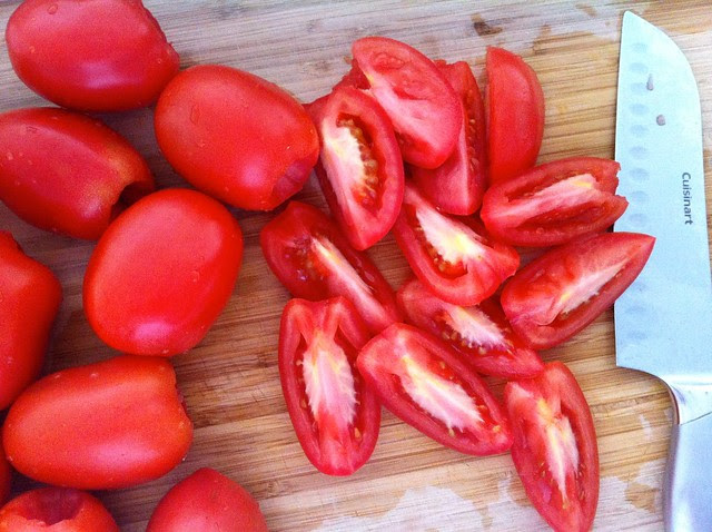 Quartering Roma Tomatoes