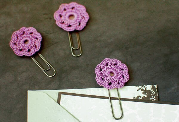 flower crochet paper clips