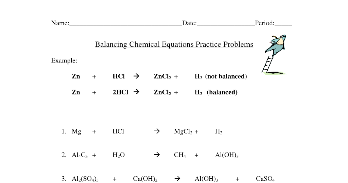 some unbalanced chemical equations