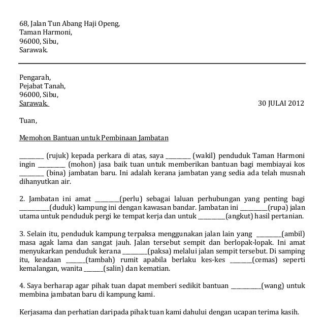 Contoh Surat Rasmi Kepada Wakil Rakyat - Zentoh