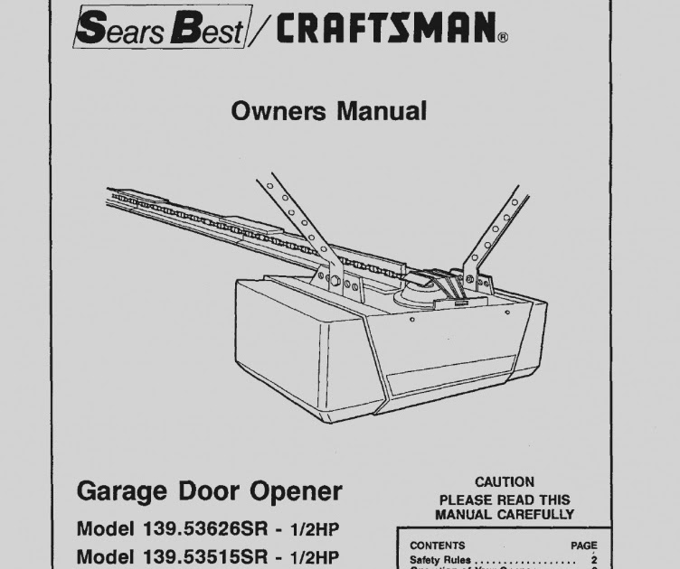 Sears Craftsman Garage Door Opener Installation Manual | Dandk Organizer