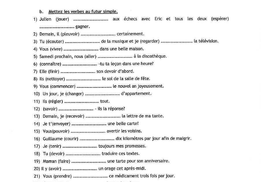 Exercices Passé Simple 5ème à Imprimer Mario Ways