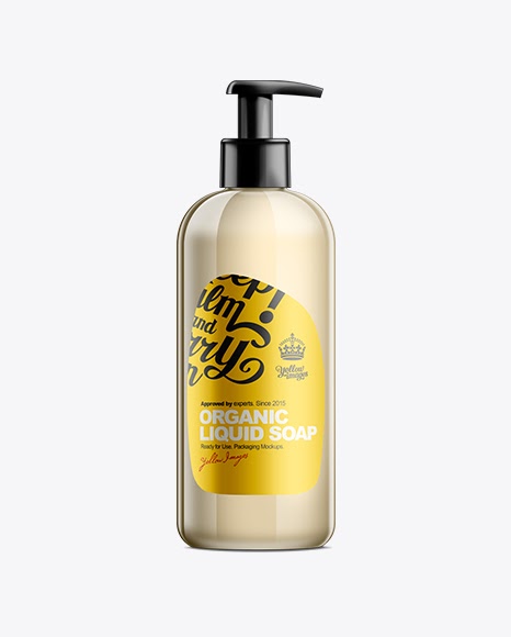 Download Clear Pet Boston Round Bottle W Lotion Pump Mockup Packaging Mockups PSD Mockup Templates