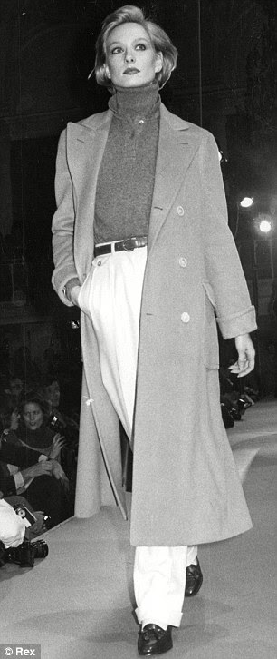 Fashion Women 1980 Model on catwalk wearing Ralph Lauren