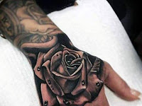 Male Simple Male Rose Tattoo On Hand