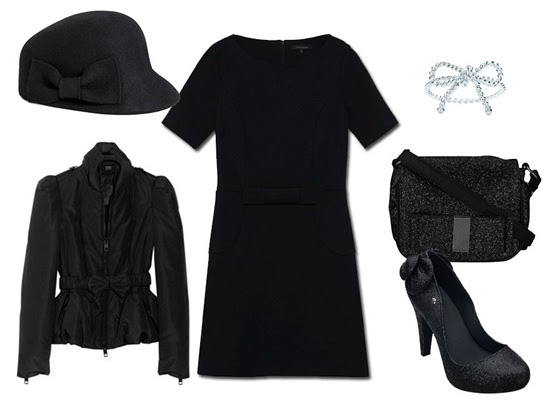 Černé šaty, Tara Jarmon, prodává Dušní 3; černá bunda s páskem, Burberry