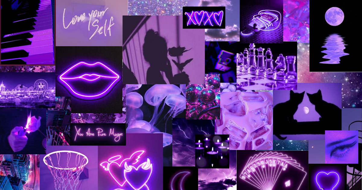 Collage High Quality Purple Aesthetic Laptop Wallpaper - Desconchadamente