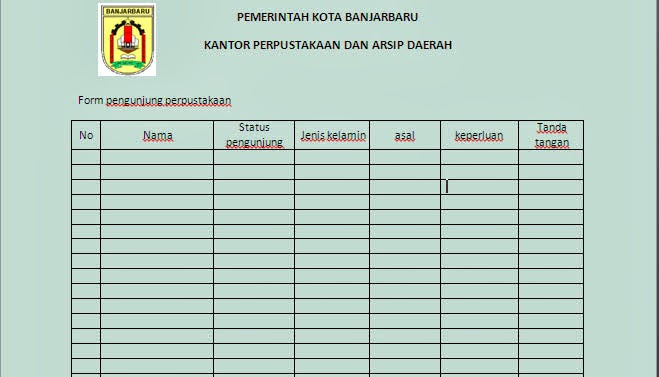 Format Daftar Pengunjung Perpustakaan