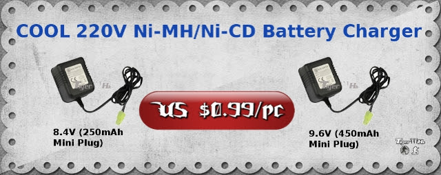 COOL 220V Ni-MH/Ni-CD Battery Charger (Mini Plug) USD 0.99/pc