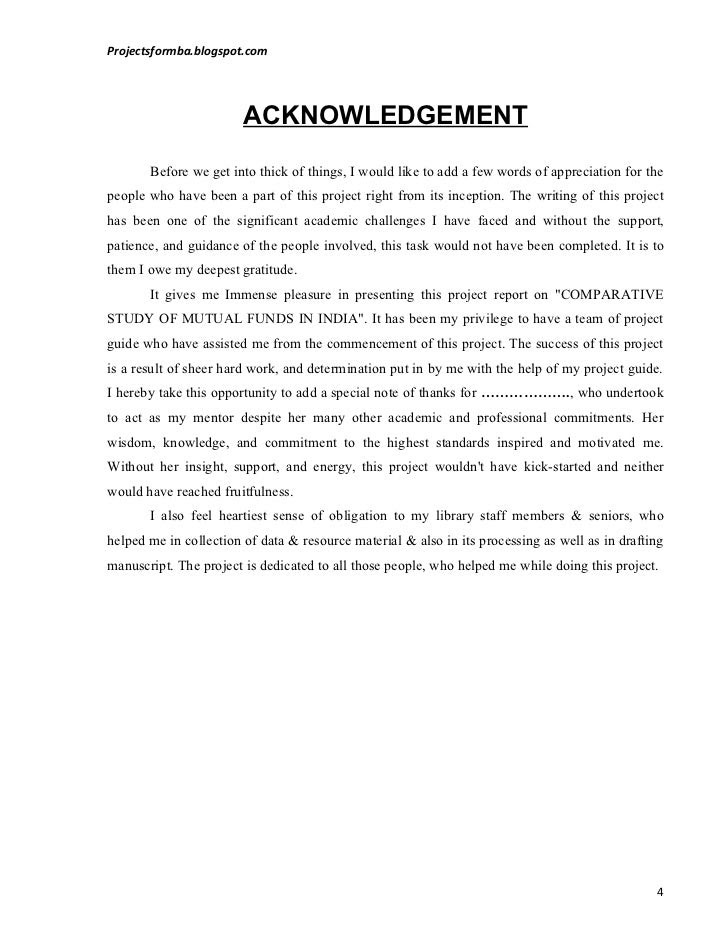 Example of acknowledgement in report