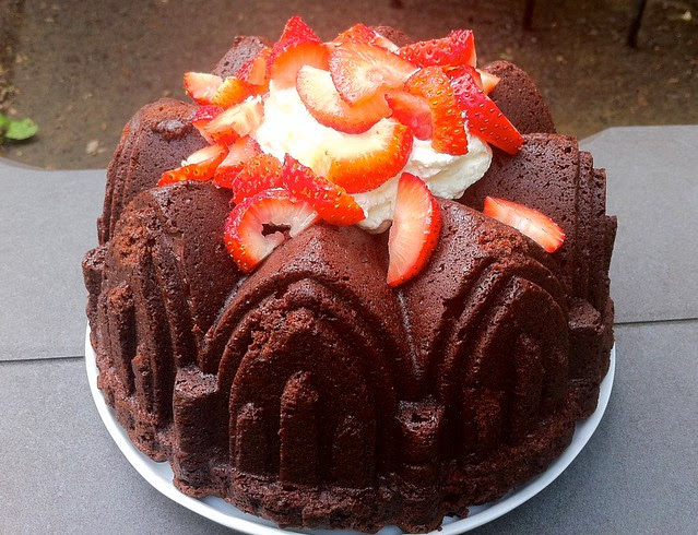 Red Wine Chocolate Bundt Cake with Mascarpone Whipped Cream