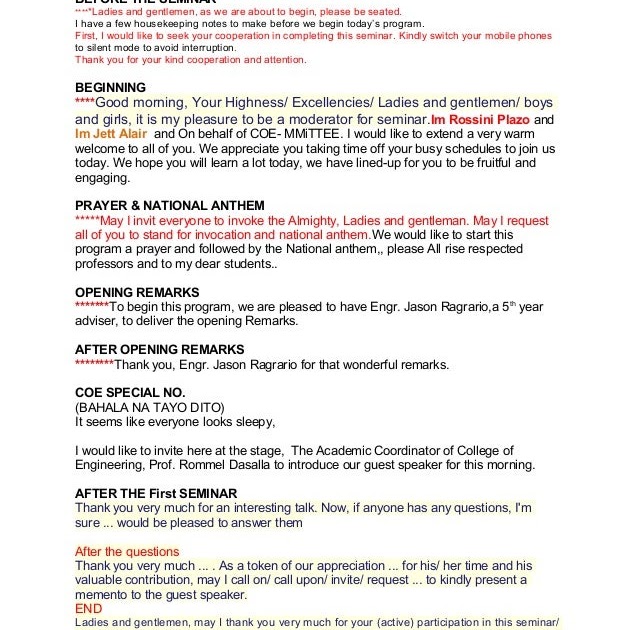 Text Master Of Ceremony Seminar The Best Master Of Ceremony Text