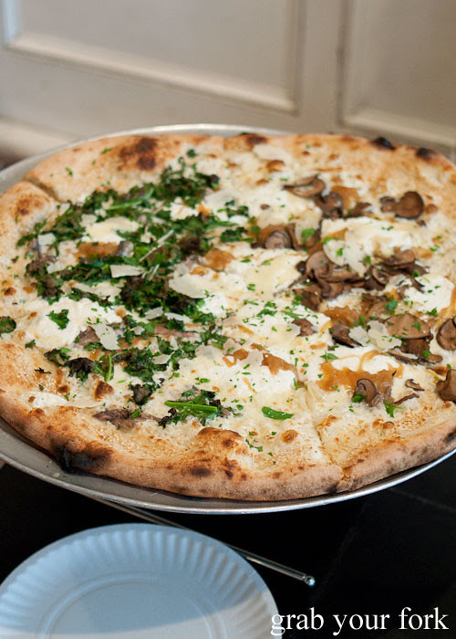 half-half kale mushroom onion pizza at best pizza brooklyn new york pizza ny usa