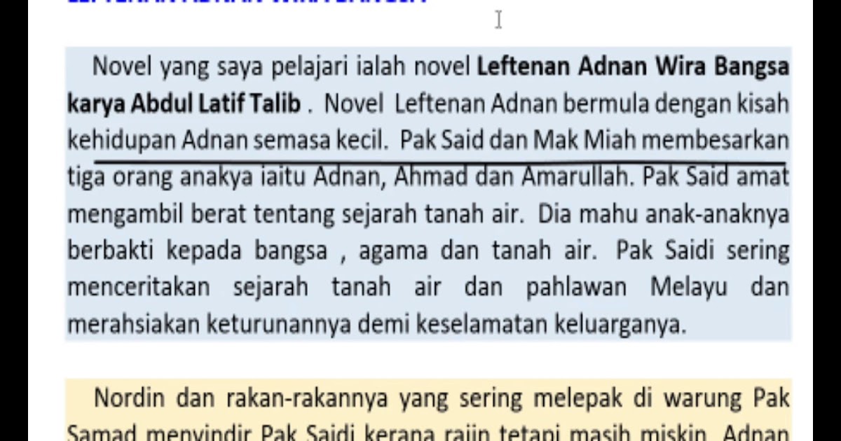 Sinopsis Novel Leftenan Adnan