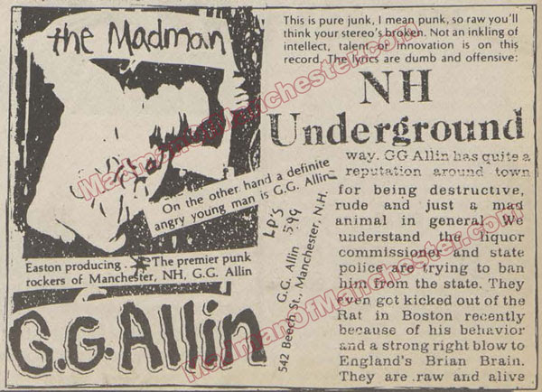 GG Allin ad