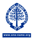 Logo for the Guild of One-Name Studies. Click here to go to their home page.