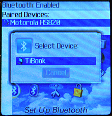 Blackberry Pearl 8100: Configuración de Bluetooth: Seleccionar dispositivo