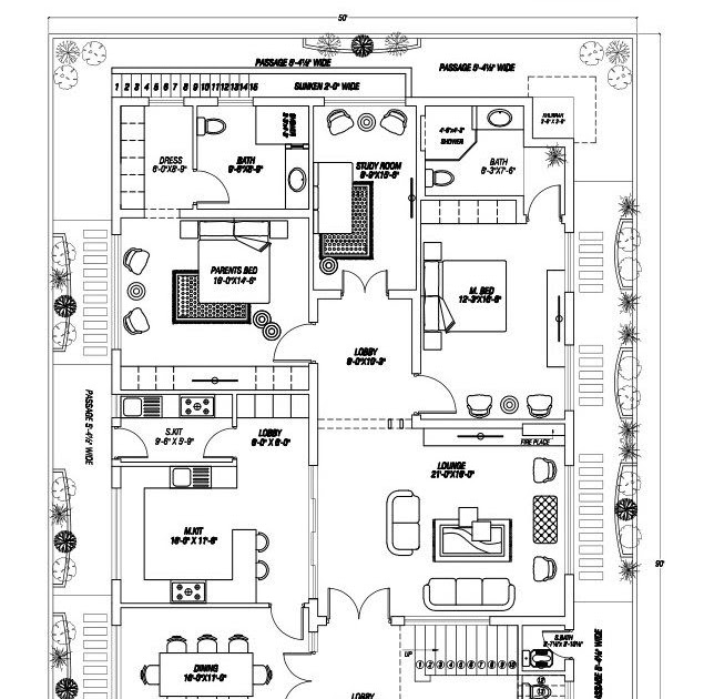 38 1 Kanal House Plan Autocad File
