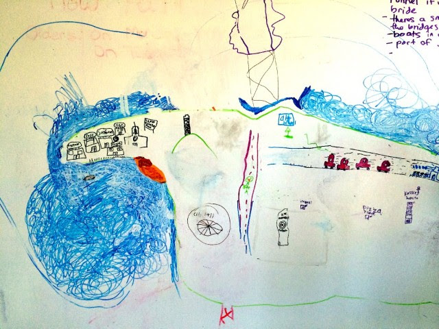 A student-created mural of San Francisco Bay.