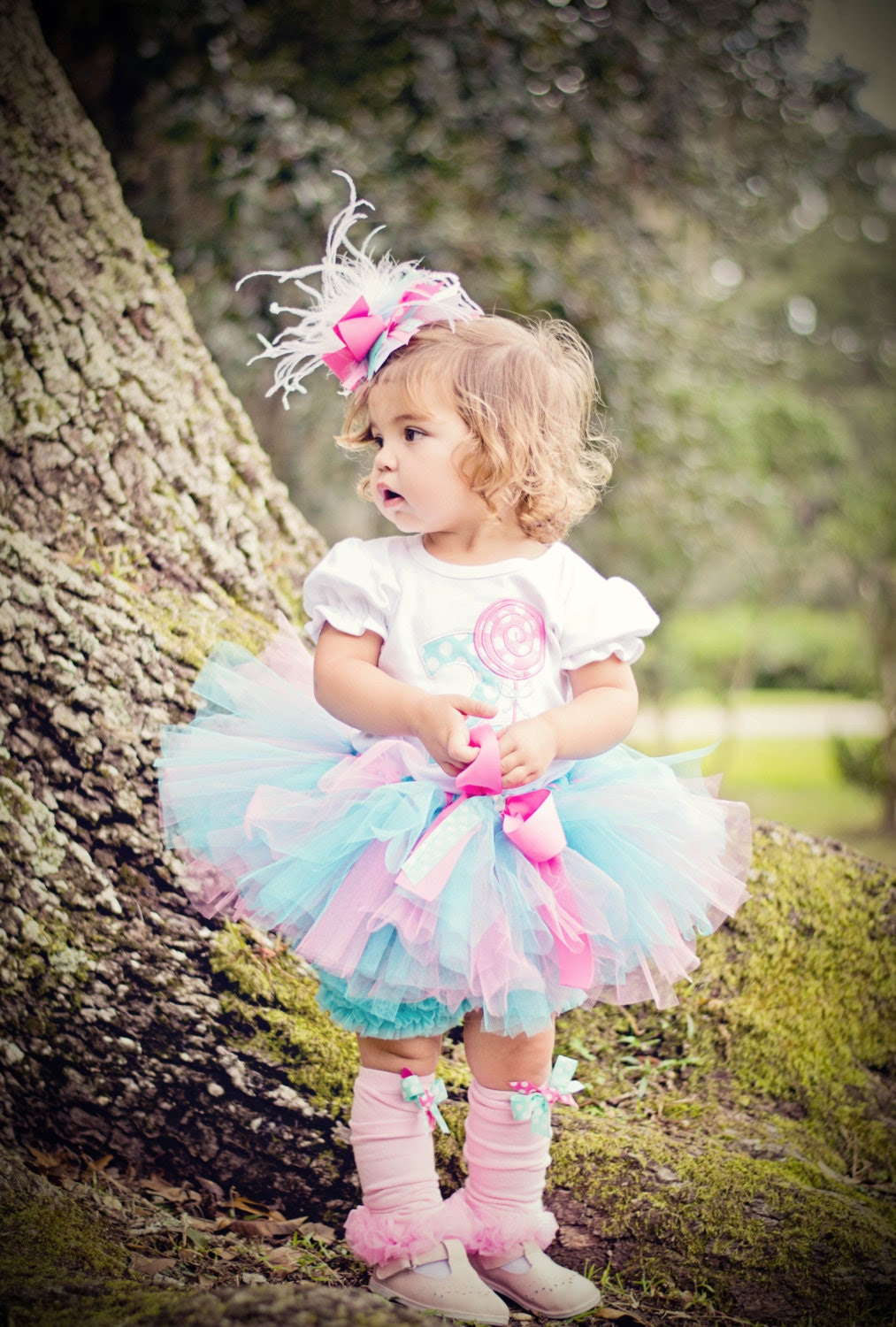 Lollipop Birthday Number Ruffled Tee with Pink and Aqua Tutu - avannabelbaby Lollipop Birthday Number Ruffled Tee with Pink and Aqua Tutu - avannabelbaby