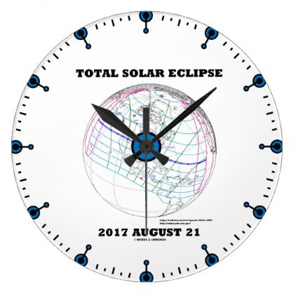 Total Solar Eclipse 2017 August 21 North America Large Clock