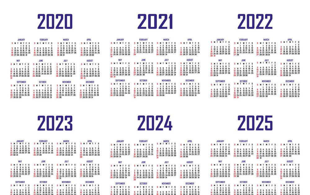 2021 - 2024 Calendar - Year 2020 2021 2022 2023 2024 2025 Calendar ...