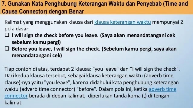 Contoh Kalimat Adverb Time And Cause Connectors Daniel Pdf