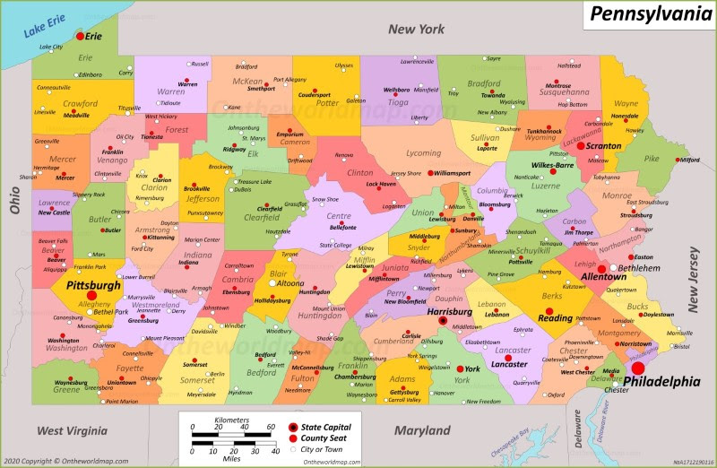 Map Of Pennsylvania And Ohio