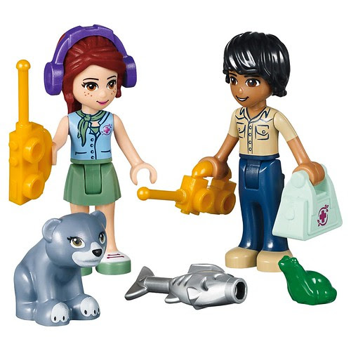 LEGO Friends Jungle Bridge Rescue #41036 Mia & Matthew with walkie-talkies, Bear Cub, fish, frog
