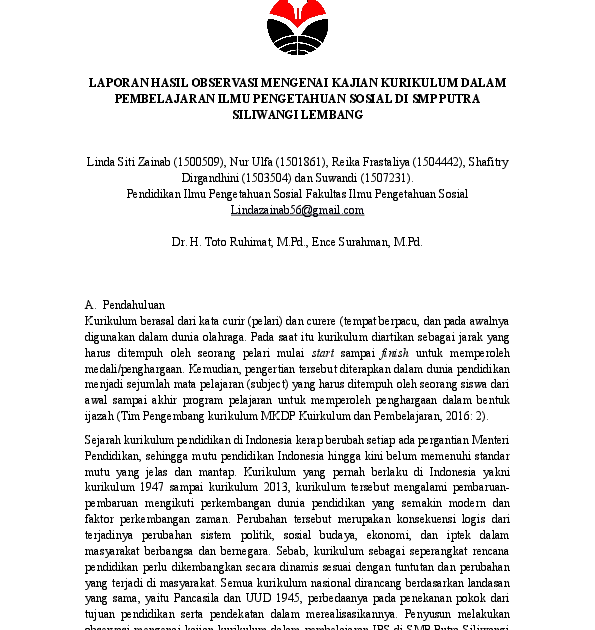 Contoh Laporan Hasil Observasi Sekolah Kurikulum 2013 Kumpulan Contoh Laporan