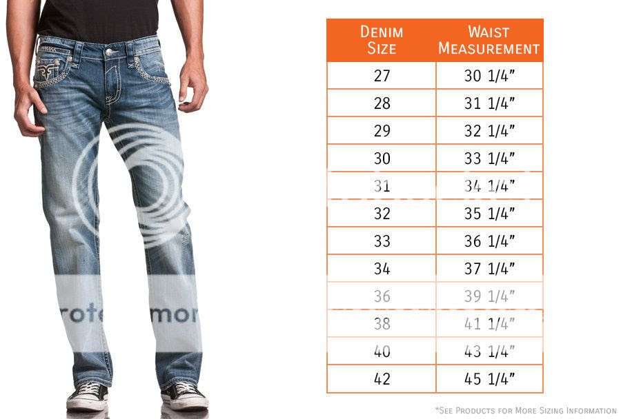 Rock Revival Jeans Size Chart