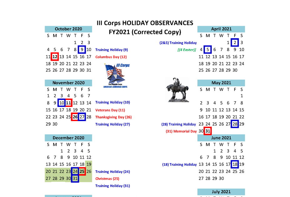 Fort Hood Training Calendar - Customize and Print