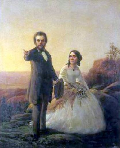 Couple In A Landscape With A Valley Beyond