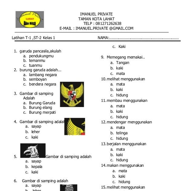 Soal Materi Pancasila Kelas 4 Sd