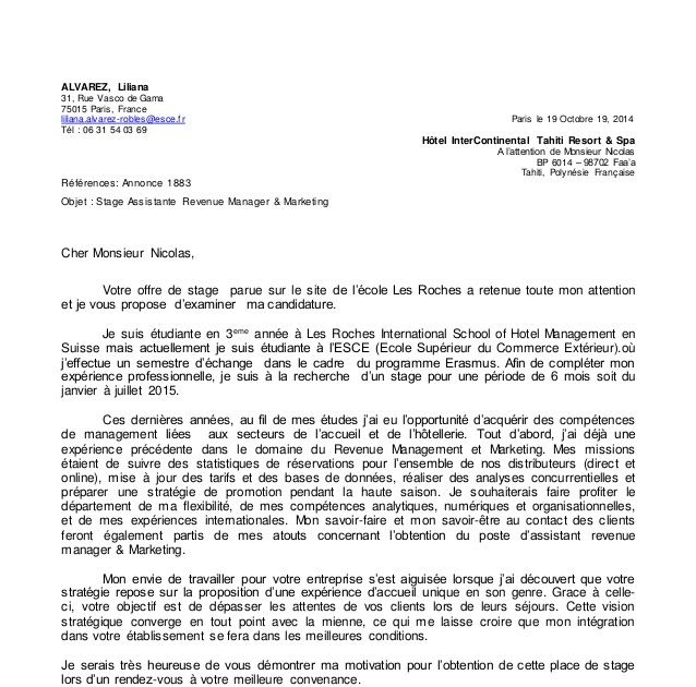 Lettre De Motivation Pour Travailler Dans Un Hotel  Delnancz