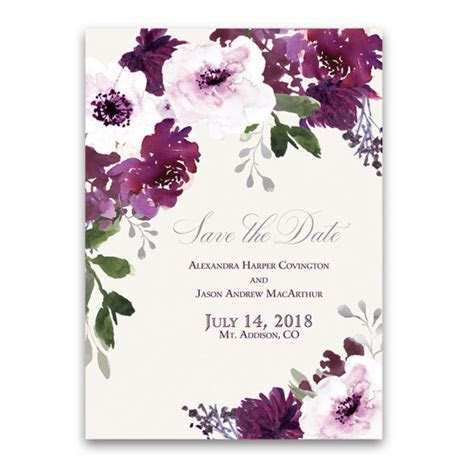 Burgundy Plum Floral Watercolor Save the Date Cards Burgundy Plum Floral Watercolor Save the Date Cards