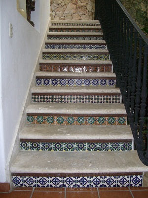 Stair Riser Tile Idea using a different pattern on each row