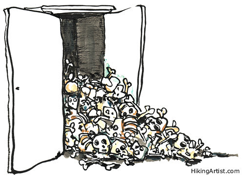 Skeletons in the closet Illustration by Frits Ahlefeldt-Laurvig, HikingArtist.com Skeletons in the closet Illustration by Frits Ahlefeldt-Laurvig, HikingArtist.com